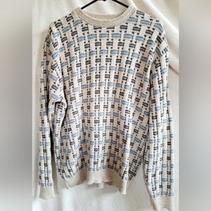 Men's Haggar Pullover Crewneck Textured Knit Cream Colored Sweater